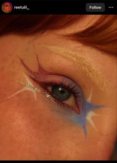 Pink Star Makeup, Weird Makeup Looks, Cybercore Makeup, Maximalist Makeup, Mystical Makeup, Abstract Makeup Looks, Fun Eyeliner, Earthy Makeup, Unique Makeup Looks