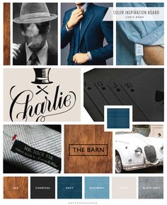 a collage of different types of clothing and accessories with the words charlie on them