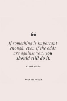 an image with the quote if something is important enough, even if the odds are against you, you should still do it