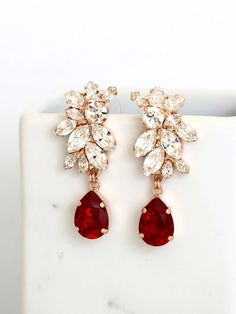 Red Ruby Bridal Earrings Bridal Red Wine Chandelier Earrings - Etsy Wine Chandelier, Maroon Crystal, Gold Earrings Wedding, Crystal Chandelier Earrings, Ruby Wedding, Pearl Jewelry Wedding, Anime Clothes, Earrings Red, Red Earrings