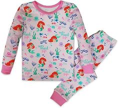 Disney Store Princess The Little Mermaid Ariel  2 PC Long Sleeve Tight Fit Cotton Pajama Set Girl Size 6 For child's safety, garment should fit snugly These pajamas fit snugly and tightly Loose-fitting garment is more likely to catch fire This garment is not flame resistant Infants, Toddlers, & Kids Size (approx) Alpha Height in Inches Weight in lbs Age Chest in Inches Waist in Inches 0-3m   up to 22" up to 11 lbs 0-3 mos     3-6m   22-25" 11-15 lbs 3-6 mos     6-9m   25-27" 15-18 lbs 6-9 mos Cotton Pajama Set, Disney Pajamas, Elastic Waistband Pants, Mermaid Inspired, Mermaid Life, Princess Ariel, Disney Ariel, Disney Shop, Cotton Pajama Sets