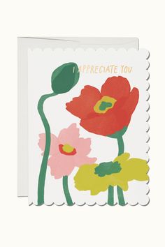 Red Cap Scalloped Poppy I Appreciate You Card at Parc Shop Offset Printing, Red Cap, I Appreciate You, Appreciate You, Paper Goods, Art Ideas, Poppies, The House, Card Stock