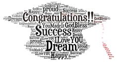 a word cloud with the words congratulations written in it