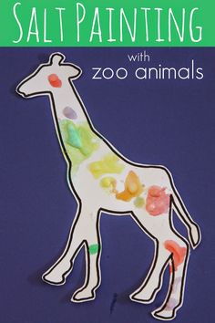 a paper cut out of a giraffe with the words salt painting on it