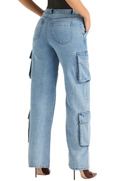 Revamp your denim collection with these wide-leg jeans dotted with oversized cargo pockets and crafted in a faded wash that exudes a casual-cool vibe. Exclusive retailer 100% cotton Dry clean Imported Irreconcilable Differences, Denim Collection, House Of Cb, Cargo Jeans, Wide Leg Jeans, Leg Jeans, Wide Leg, Dry Clean, Top Brands