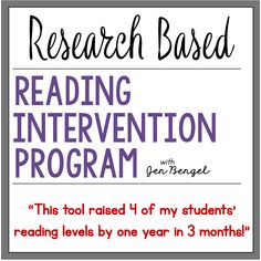 a sign with the words research based reading intention program written in red and purple on it