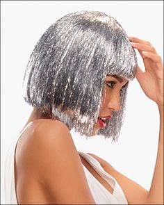 IL110 - Tinsel Town Costume Wig by Illusions Silver Wigs, Wig Outlet, Vivica Fox Wigs, Ponytail Hair Piece, Best Wig Outlet, Hair Tinsel, Wig Party, Chin Length Bob, Monofilament Wigs