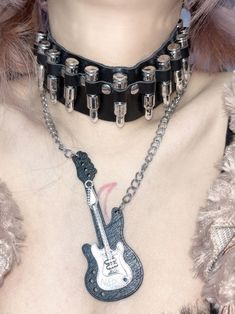 The price is for a necklace only, others are not included. Guitar Necklace, Pink Guitar, Different Languages, A Necklace, Reasons To Smile, Black White Pink, Shopping List, Pink White, White And Black