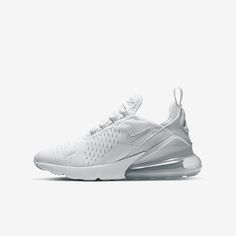 Nike's first lifestyle Air Max shoe is everything you imagined with the Nike Air Max 270. What we love most (for obvious reasons): the BIG, bold wraparound 270 Air unit to showcase our greatest technology everywhere you go. Nike Air Max 270 White, Nike Trainer, Nike 270, 270 Nike, Air Max Shoes, Cute Nike Shoes, Cute Nikes, New Nike Air, Swag Shoes