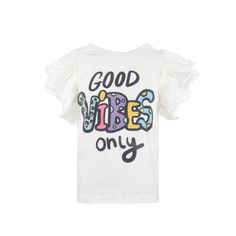 Lola + The Boys Good Vibes Only Ruffle T-Shirt Crystal Hoodie, Unicorn Hoodie, Sequin Hoodie, Ruffle T Shirt, Rainbow Pearl, Denim Jacket Patches, Linen Tee, Denim Patches, Summer Styles