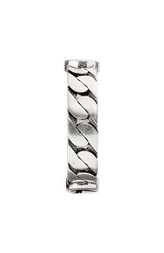 This sterling silver band ring with a flat chain design delivers recognizable polish to casual looks with the iconic interlocking-Gs. Sterling silver Made in Italy Gucci Sterling Silver Jewelry With Polished Finish, Men’s Gucci Ring, Classic Gucci Sterling Silver Rings, Gucci Luxury Silver Rings, Gucci Sterling Silver Ring, Link Ring, Linking Rings, Sterling Silver Rings Bands, Chain Design