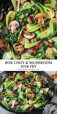 An easy bok choy mushroom stir fry that can be whipped together quickly for a speedy weekday dinner. The tender mushrooms and crisp bok choy are brought together with a gingery garlicky brown sauce, which tastes comforting and satisfying. Serve it as a side or a main course over steamed rice. {Vegan, Gluten-Free Adaptable} Mushroom Stir Fry, Veggie Snacks, Weekday Dinner, Brown Sauce, Tasty Vegetarian Recipes, God Mat, Steamed Rice