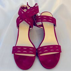 Marc Fisher Open Toe High Heel Sandal Size 8 Deep Red Color Man Made Suede With Front Ankle Strap. Great Condition Never Used *New Open Toe High Heels, Deep Red Color, Heel Sandal, Marc Fisher, High Heel Sandals, Deep Red, Red Velvet, Red Color, Women's Shoes Sandals