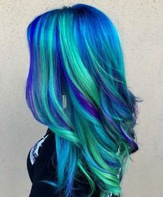 Green And Blue Hair, Blue And Green Hair, Blue Hair Ideas, Blue Hairstyles, Blue Hair Dye, Hairstyles Ombre, Hair Color Unique