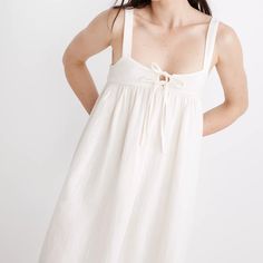 “Made Of A Featherweight Version Of Our Lightspun Double-Layered Cotton Gauze, This Tie-Front Nightgown Has A Higher-Than-High Empire Waist And Adjustable Straps That Can Crisscross In Back. So, So Comfy And Romantic. Easy Fit. Body Length From High Point Of Shoulder: 41 1/4". Cotton. Do Well: We Partner With The Better Cotton Initiative To Improve Cotton Farming Globally. Machine Wash.” // Nwt. Never Worn. Super Soft, Flowy & Romantic! Empire Waist Nightgown, Nightgown Romantic, Embroidered Robes, Black Pajamas, White Slip Dress, Cotton Nightgown, Floral Embroidered Top, Cotton Farming, Black Lace Bra