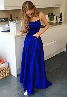 Royal Blue Satin Prom Dress, Simple Prom Dress Long, Formal Prom Dresses Long, Royal Blue Prom Dresses, Evening Party Gowns, A Line Prom Dresses, Color Number, Satin Prom Dress, Women's Evening Dresses