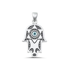 Sterling Silver Hamsa & Evil Eye Pendant High Polished Charm 925 New Jewelry Female Unisex All our silver jewelry is crafted from .925 silver also commonly referred to as sterling silver. Sterling silver is the standard for beautiful high-quality silver jewelry and cannot be replicated by lower priced silver plated jewelry. It is 92.5% pure silver, mixed with alloys to add strength and durability to stand the test of time. Keep your fine jewelry shiny and elegant by storing it properly. Jewelry needs to be stored in a dry area, preferably away from air in a jewelry box or plastic bag. Avoid exposure to harsh chemicals. Use a polishing cloth to remove tarnish build-up over time. Size: One Size.  Age Group: adult. Evil Eye Pendant, Silver Plated Jewelry, Plastic Bag, Pure Silver, Evil Eye, Womens Watches, Womens Necklaces, 925 Silver, Jewelry Watches