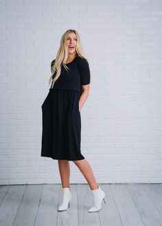 The Perfect Nursing Dress | Undercover Mama Modest Maternity Midi Dress, Maternity Fall Dresses, Bump Friendly, Fall Maternity Dresses Bump Friendly, Fall Maternity Bump Friendly Dresses, Maternity Wear Bump Friendly Dress For Fall, Fall Maternity Wear Dress Bump Friendly, Modest Flowy Maternity Dress, Fall Maternity Wear Dress, Modest Maternity Dress For Spring