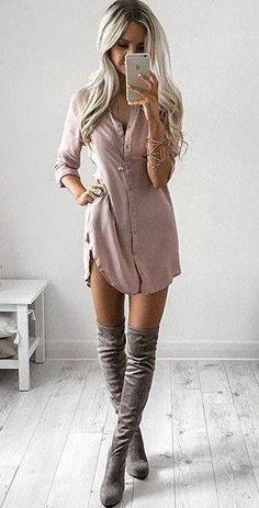 High Boots Outfit, Chique Outfits, Fashion Mode, Looks Style, Mode Inspiration, Outfit Casual, Boots Outfit, Thigh High Boots, Fall Winter Outfits