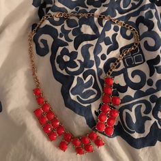 Looks Brand New. Hardly Worn. Pink Orangey Red Color Pink Necklace, Pink Red, Lady In Red, Red Color, Womens Jewelry Necklace, Statement Necklace, Jewelry Necklaces, Necklaces, Women Jewelry