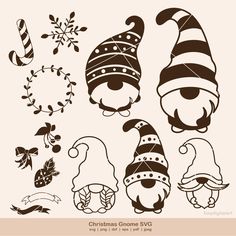 christmas gnomes svg clipart set for use in scrapbooking and crafts