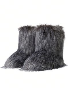 Women's Winter Trendy Furry Snow Boots Fuzzy Fluffy Round Toe Suede Booties Flat Heel Slip On Outdoor Indoor Shoes Fashion Warm Fluffy Shoes Grey         Sports & Outdoor Shoes, size features are:Bust: ,Length: ,Sleeve Length: Fluffy Shoes, Fuzzy Boots, Preppy Women, Boots Flat, Faux Fur Boots, Boots Women Fashion, Womens Mid Calf Boots, Snow Boots Women, Womens Athletic Shoes