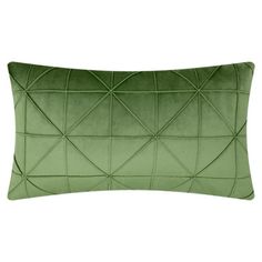 a green pillow with an abstract design on the front and back, it is made from velvet