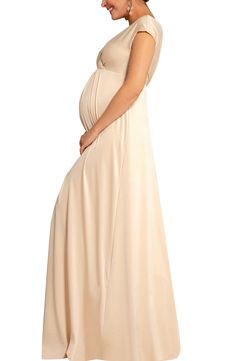 Made of soft jersey that shines as you sway across the room, a maxi dress has a bump-friendly gathered waist and surplice neck that makes nursing a breeze. Style Name:Tiffany Rose Francesca Maternity/nursing Maxi Dress. Style Number: 6548712. Maternity Maxi Dress With Ruched Detail, Nursing Friendly Maxi Maternity Dress, Ruched Maternity Maxi Dress, Ruched Maxi Maternity Dress, Maternity Maxi Dress In Solid Color, Flowy Maternity Maxi Dress, Summer Maternity Floor-length Maxi Dress, Summer Maternity Maxi Dress, Floor-length, Summer Maternity Wear Floor-length Maxi Dress