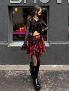 Embrace the Y2K fashion trend with this edgy and unique punk plaid skirt. Featuring a high-waisted A-line silhouette and an irregular hem, this skirt exudes a cool and alternative vibe. Perfect for the summer season, this standout piece is a must-have for those who love to express their individual style.  Please note that this product includes only the skirt or a set.  Garment Size   	 		 			Size 			S 			M 			L 		 		 			Waist 			63 			67 			71 		 		 			Full Length 			35 			36 			37 Emo Skirt For Alternative Fashion, Punk Mini Skirt For Streetwear, Punk Style Mini Skirt For Streetwear, Punk Streetwear Mini Skirt, Gothic Fitted Skirt For Streetwear, Gothic Fitted Mini Skirt For Streetwear, Punk Denim Skirt For Streetwear, Punk Style Fitted Mini Skirt For Streetwear, Grunge Fitted Mini Skirt For Alternative Fashion