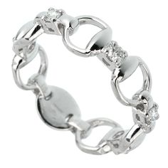 Gucci Horsebit Diamond White Gold Ring 0002052