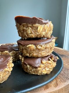 chocolate covered cookies stacked on top of each other