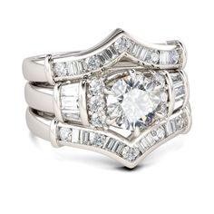 a white gold ring set with diamonds