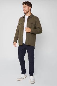 Ideal for transitional dressing, this lightweight shacket from Threadbare is designed in a button-through style. It has two chest pockets with button fastenings, and features a brushed flannel check lining. Button up or wear open with a t-shirt and jeans. Perfect for laidback days when you still need to look on point. Other colours available. Machine washable. Main 100% Cotton. Lining 100% Cotton. Sleeve Lining 100% Polyester. Dad Style, Fashion Outfits Men, Mens Business Casual Outfits, Transitional Dressing, Casual Man, Sweater Outfits Fall, Simple Fall Outfits, Outfits Hombre, Dad Fashion