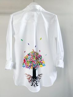 Hand painted shirt Artistic Long Sleeve Shirt With Graphic Print, Artistic White Long Sleeve Top, Artistic White Relaxed Fit Shirt, White Long Sleeve Artistic Top, Artistic Printed White Shirt, Artistic White Printed Shirt, Hand Painted Shirts, Painted Shirt, Transylvania Romania