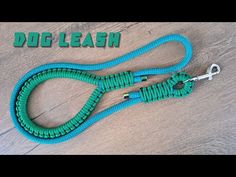 a dog leash is shown on a wooden floor with the words dog leash written above it