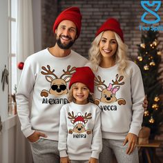 This Reindeer Family matching hoodie/sweatshirt is the most thoughtful way to show your appreciation for your family member as a gift on Christmas Day. How To Order  1. Kindly check and review all photos for your reference. 2. Choose your Hoodie/Sweatshirt size. 3. Choose your Hoodie/Sweatshirt color 4. Click add to cart when done. 5. If you need more than 1 item, please go back and add more. 6. Click "Proceed to check out". 7. If you have any questions please contact us. 8. Enjoy your item! 🙌Our Appreciation 🙌 We want to thank you for giving us the opportunity to serve you! We are a family owned small business and we appreciate every opportunity we get to serve our customers. Customer satisfaction is our #1 goal If you have any questions please feel free to contact us. Thank you! ⭐Our H Christmas Hoodies Family, Family Matching Long Sleeve Winter Sweater, Family Matching Long Sleeve Winter Tops, Christmas Cotton Hoodie Top, Family Matching Cotton Sweatshirt For Winter, Family Christmas Sweatshirts, Deer Sweatshirt, Family Christmas Outfits, Christmas Hoodie