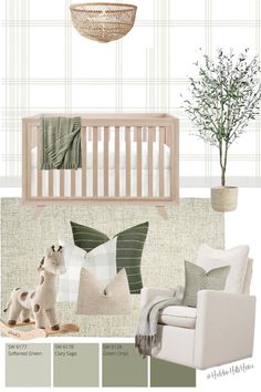 Gender neutral nursery decor ideas with coordinating green paint color options! Wooster 3-in-1 Convertible Crib, Nursery With Olive Tree, Washed Natural Crib Nursery, Target Nursery Boy, Mix Match Nursery Furniture, Modern Classic Nursery, Double Crib Nursery, Traditional Gender Neutral Nursery, Sage Green And Brown Nursery