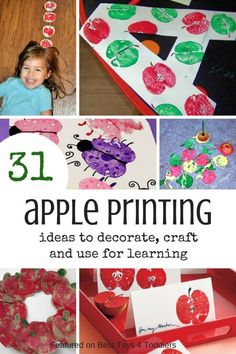 apple crafts and activities for kids to do with the letter s, including paper plates