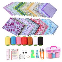 the sewing kit includes many different types of thread