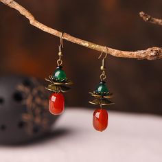 Item Code:5920881377441  Material:Alloy, Agate  Product Details:Casual,Retro,Flower,Party, Daily,Vacation Gift,Traveling Christmas Jewelry Diy, Retro Earring, Agate Earrings, Stylish Earring, Red Earrings, Green Agate, Red Agate, Cool Necklaces, Green And Red