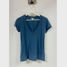 James Perse V Neck Tee Shirt. Nwot. Size Small (1). Color- Blue. Retail- $95. Length- 25” Armpit-Armpit Laying Flat (On One Side)- 17” Perfect Condition. Never Even Tried On. Casual Blue T-shirt For Layering, Blue T-shirt For Summer Layering, Blue Relaxed Fit T-shirt For Layering, Blue T-shirt For Spring Layering, Casual Blue Tops For Layering, Blue V-neck Top For Everyday, Blue V-neck Top For Everyday Wear, Drop Shoulder Tee, Crew Neck Tshirt