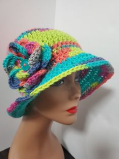 Handmade Party Time Crochet Deep Bucket Hat With Detachable Flower | eBay Hand Knitted Adjustable Mini Hats For Spring, Adjustable Hand Knitted Mini Hats For Spring, Handmade Fitted Multicolor Hats, Adjustable Hand-knitted Mini Hats For Spring, Fun Wide Brim Crochet Hat For Spring, One Size Yarn Mini Hats For Spring, One Size Spring Crochet Hat With Short Brim, Multicolor Wide Brim Crochet Hat For Spring, Whimsical Adjustable Crochet Hat For Spring