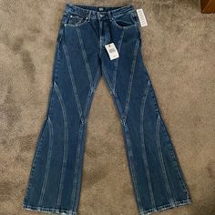 Urban Outfitters Bdg Dark Blue Flare Jeans New Never Worn With Tags Trendy Straight Leg Jeans By Urban Outfitters, Trendy Fitted Jeans By Urban Outfitters, Trendy Urban Outfitters Medium Wash Jeans, Urban Outfitters Trendy Medium Wash Jeans, Fitted Denim Bottoms From Urban Outfitters, Urban Washed Flare Jeans For Streetwear, Urban Faded Cotton Flare Jeans, Trendy Urban Outfitters Denim Jeans, Fitted Denim Bottoms By Urban Outfitters