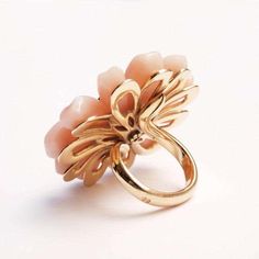 For Sale on 1stDibs - A Christian Dior pink opal and diamond ring designed by Victoire de Castellane. The brilliant-cut diamond stamen cluster centre to carved pink opal petals, Victoire De Castellane, Opal And Diamond Ring, Dior Pink, Contemporary Engagement Rings, Diamond Rings Design, Pink Sapphire Ring, Gold Cocktail Ring, Diamond Cocktail Rings, Gold Ring Sets