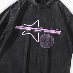 This t-shirt is crafted from 100% pre-washed cotton, ensuring maximum comfort and durability. The eye-catching Starphase Sci-Fi logo adds a unique flair to any urban outfit. Cotton fabric Unisex design Washed black HQ DTG graphic print Oversized fit Drop shoulder Do Not Bleach Hand-wash, Machine-wash Size Chart (cm) Size Chest Shoulder Length Sleeve M 120 57 76 26 L 124 58 78 27 XL 128 60 80 28 XXL 132 62 82 29 Oversized Y2k T-shirt With Screen Print, Y2k Cotton T-shirt With Graphic Design, Moto Wear, Sci Fi T Shirt Design, Cyberpunk Crew Neck T-shirt With Graphic Print, Cyberpunk Graphic Print Crew Neck T-shirt, Oversized Outfit, Aesthetic Streetwear, Y2k Streetwear