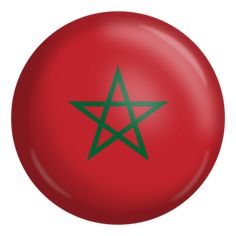 the flag of morocco is shown on a red frisbee with a green star