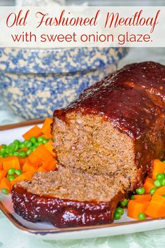 meatloaf with sweet onion glaze on a plate