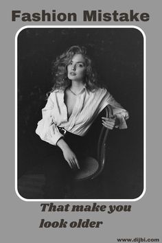 a woman sitting on top of a chair next to a black and white photo