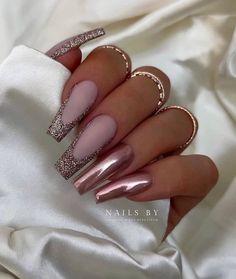 Nye Nail Ideas, Pink Winter Nails, Popular Nail Shapes, Nye Nails, Bright Nail Designs, Pink Winter, Ballerina Nails, Nail Designs Glitter