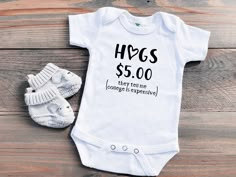 This adorable and funny baby bodysuit or toddler shirt will get a few laughs at your next family gathering.  And perhaps your little will start their college savings early!  Create your perfect bodysuit or shirt by choosing from available vinyl colors to customize to your liking. 💸  Carter's® white short-sleeve bodysuit  -100% cotton (baby soft!) -preemie and 24 months 💸 The Laughing Giraffe® short-sleeve bodysuit for all other sizes -65% Polyester/35% Cotton -Buttery soft -Machine washable 💸 Cute Onesie Sayings, Funny Text Short Sleeve Onesie For Birthday, Short Sleeve Onesie With Funny Text For Birthday, Casual Short Sleeve Onesie With Funny Text For Birthday, Cute Onesie With Funny Text As A Gift, Short Sleeve Onesie With Funny Text For Parenting, Funny Short Sleeve Onesie As A Gift, Funny Short Sleeve Onesie As Gift, Baby Onsies Ideas Funny